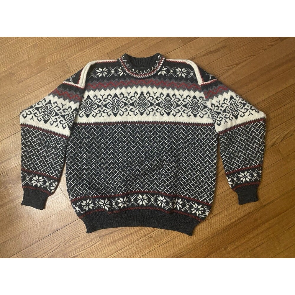 VTG Nordstrikk Multi Fair Isle Virgin Wool Raglan Sleeve Sweater Size M Norway